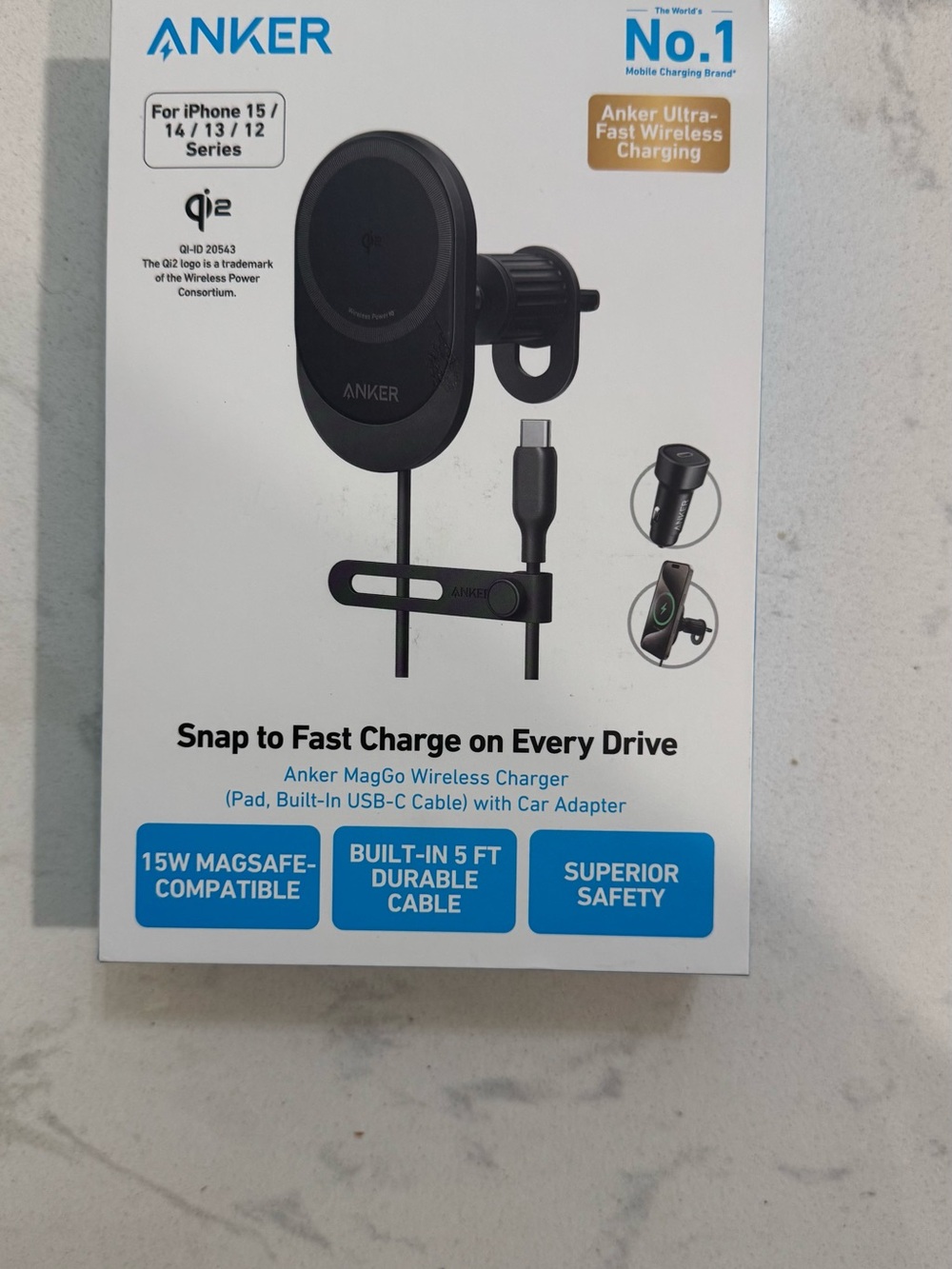 Anker MagGo Car Wireless Charger - Black